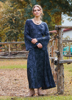 Boat Neck Tied Waist Spanish Sleeve Anthracite Winter Dress 4710