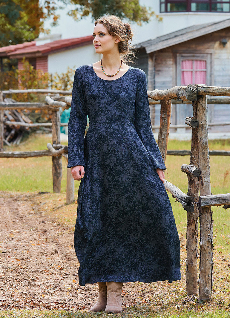 Boat Neck Tied Waist Spanish Sleeve Anthracite Winter Dress 4710