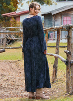 Boat Neck Tied Waist Spanish Sleeve Anthracite Winter Dress 4710