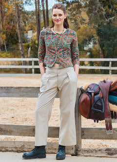 Pleated Bias Cut Buttoned Cream Bohemian Trousers 4465