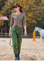 Khaki Bohemian Shalwar with Rope Detail and Elastic Waistband and Buttons 4554