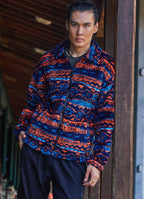 Relaxed Cut Long Sleeve Orange Mens Shirt 4775