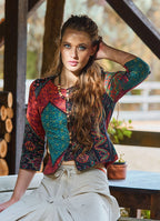 Crew Neck Half Sleeve Button Detailed Black Authentic Blouse 4786