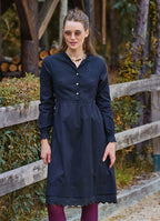 Black Winter Dress with a Judge Collar and Elastic Waist and Lace 4731