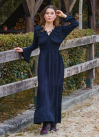 Elastic Collar Spanish Sleeve Black Winter Dress 4719