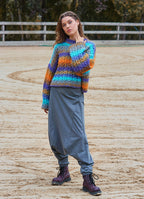Crew Neck Bohemian Style Ethnic Patterned Womens Sweater 4750