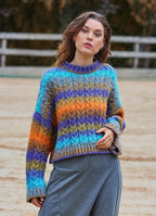 Crew Neck Bohemian Style Ethnic Patterned Womens Sweater 4750
