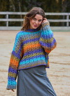 Crew Neck Bohemian Style Ethnic Patterned Womens Sweater 4750