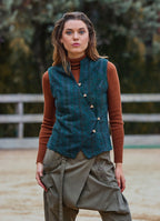 V Neck Cross Buttoned Green Authentic Blouse 4789