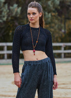 Black Womens Knitwear with a Low Cut Back 4746