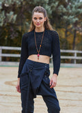 Black Womens Knitwear with a Low Cut Back 4746