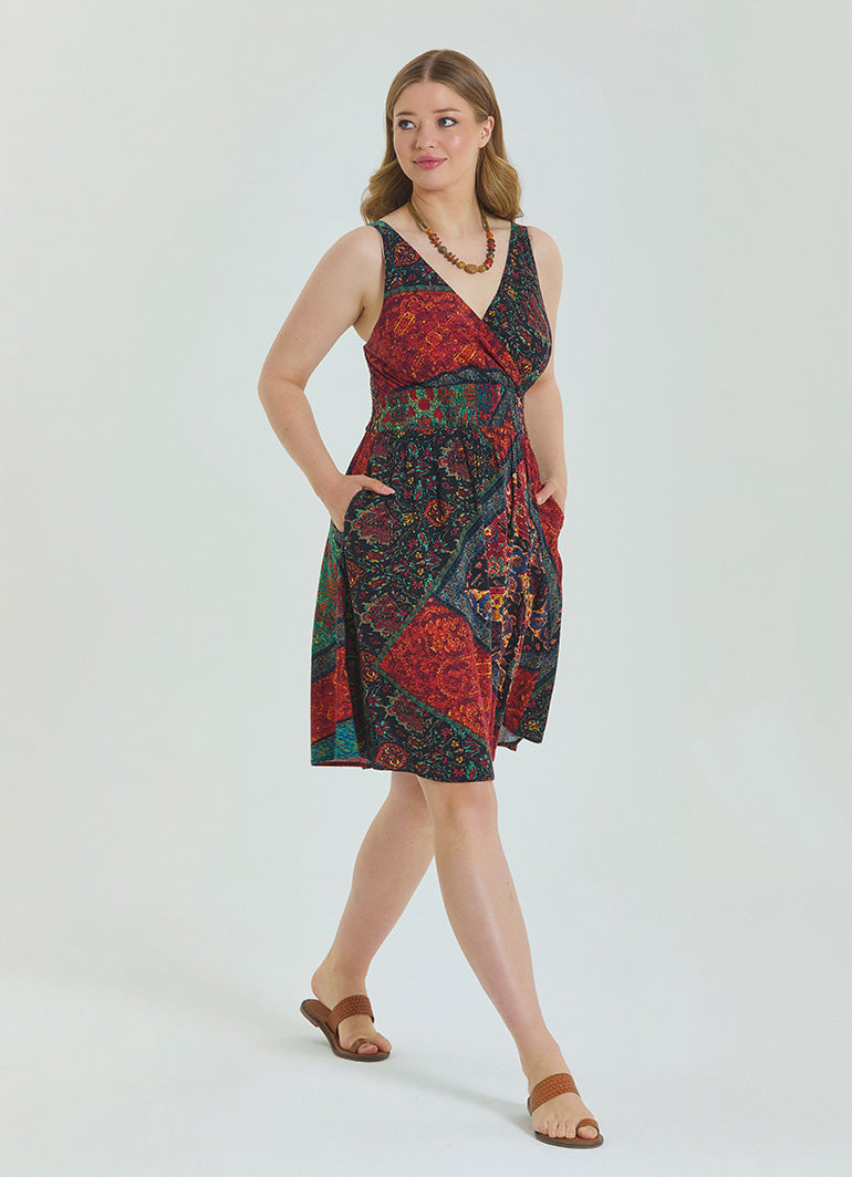 V Neck Robe Black Patterned Plus Size Dress 4585