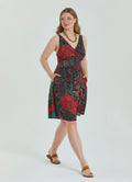 V Neck Robe Black Patterned Plus Size Dress 4585