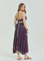 Floral Patterned Loose Asymmetric Plus Size Skirt