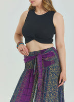 Purple Plus Size Skirt with Waist Tie 4596