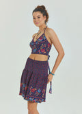 Floral Print Elastic Waist Ruffled Hem Pull On Mini Skirt