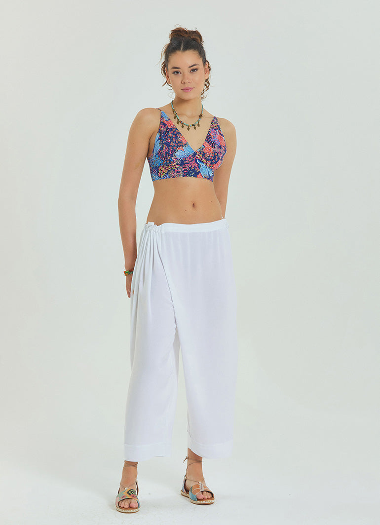 Lace Up Backless Adjustable Blue Ethnic Blouse 4651