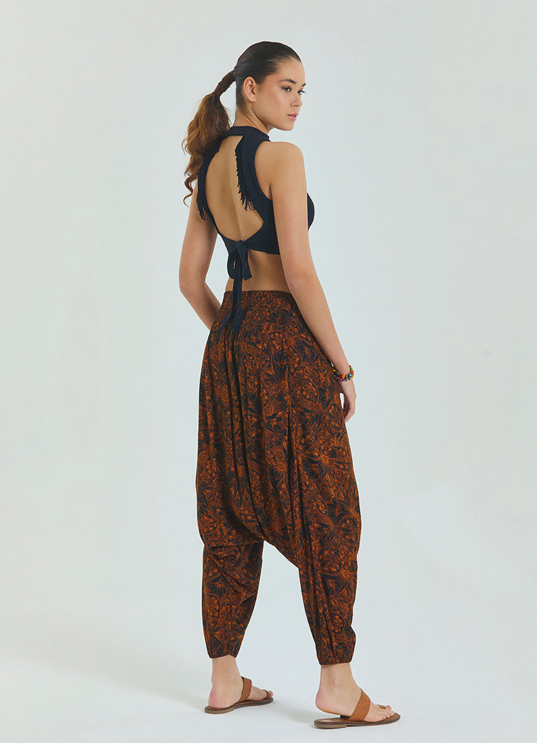 Orange Ethnic Shalwar with Elasticated Leg and Pocket and Gipe Detail 4482