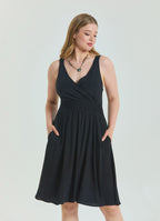 V Neck Robe Black Plus Size Dress 4587