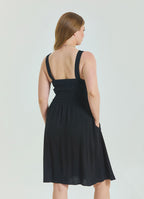 V Neck Robe Black Plus Size Dress 4587