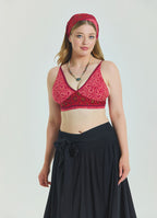 Lace Up Open Back Adjustable Red Plus Size Blouse 4660