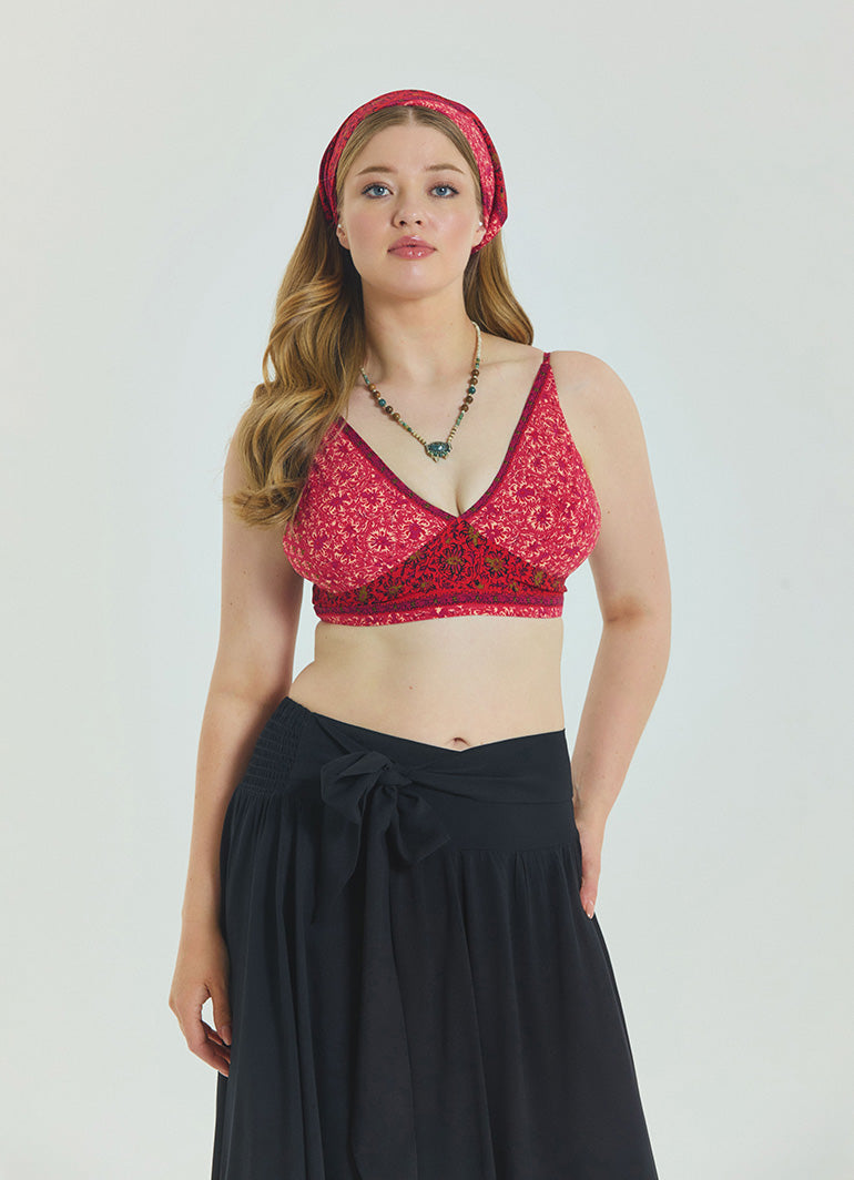 Lace Up Open Back Adjustable Red Plus Size Blouse 4660