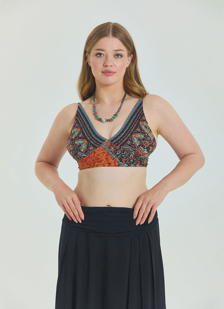 Lace Up Open Back Adjustable Brown Plus Size Blouse 4661