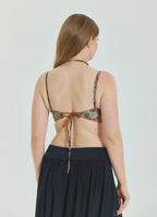 Lace Up Open Back Adjustable Brown Plus Size Blouse 4661