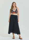 Black Plus Size Skirt with Waist Tie and Gipe Detail 4595