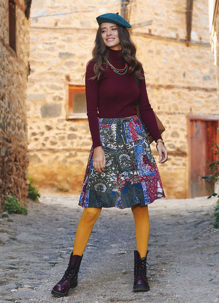 Knee Length Flared Winter Skirt