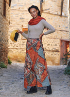 Printed Wrap Front Wide Leg Pants