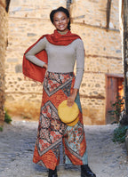 Printed Wrap Front Wide Leg Pants