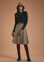 Round Neck Black Cable Knit Crop Sweater