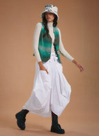 Oversized Pocket Detailed Tie Waist Boho Chic White Long Skirt