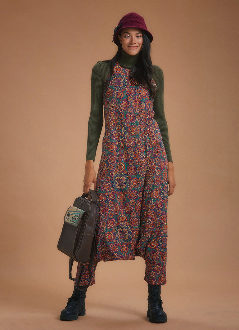 Halter Neck Ethnic Printed Cotton Jumpsuit