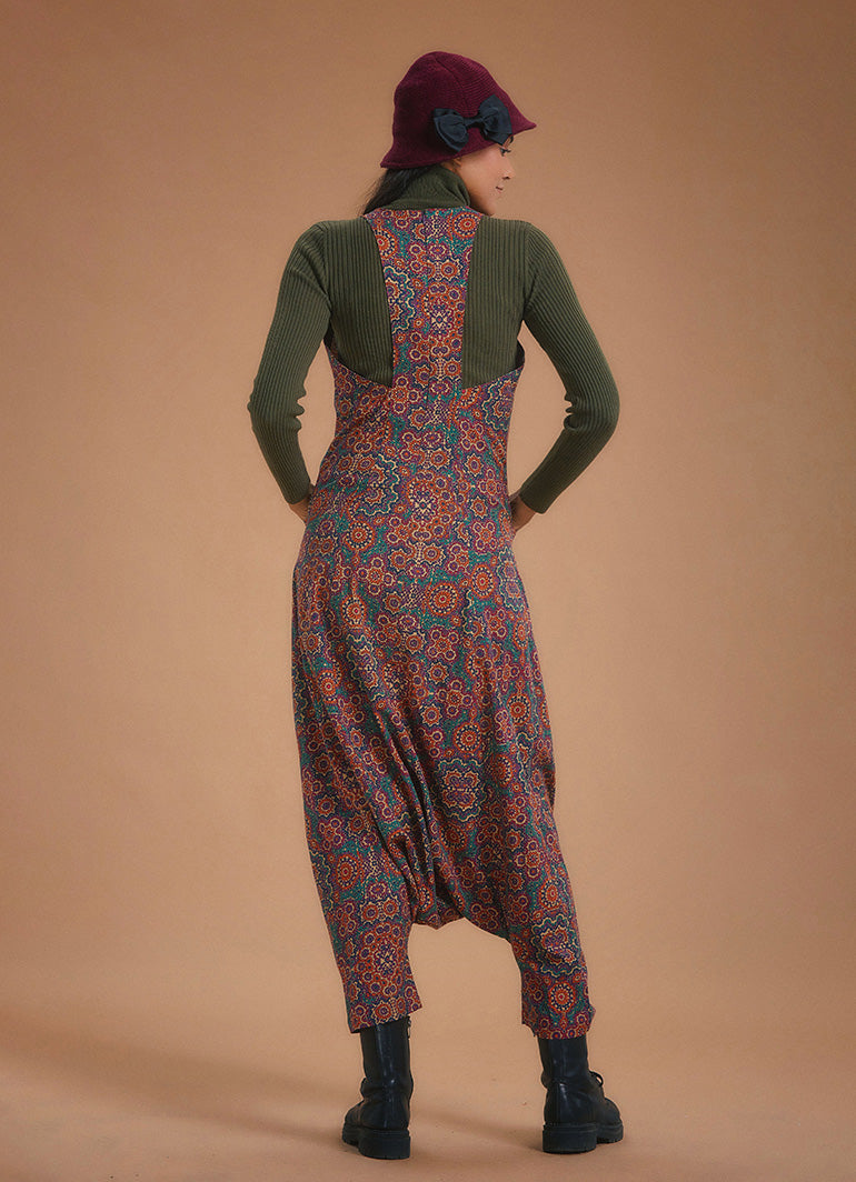 Halter Neck Ethnic Printed Cotton Jumpsuit