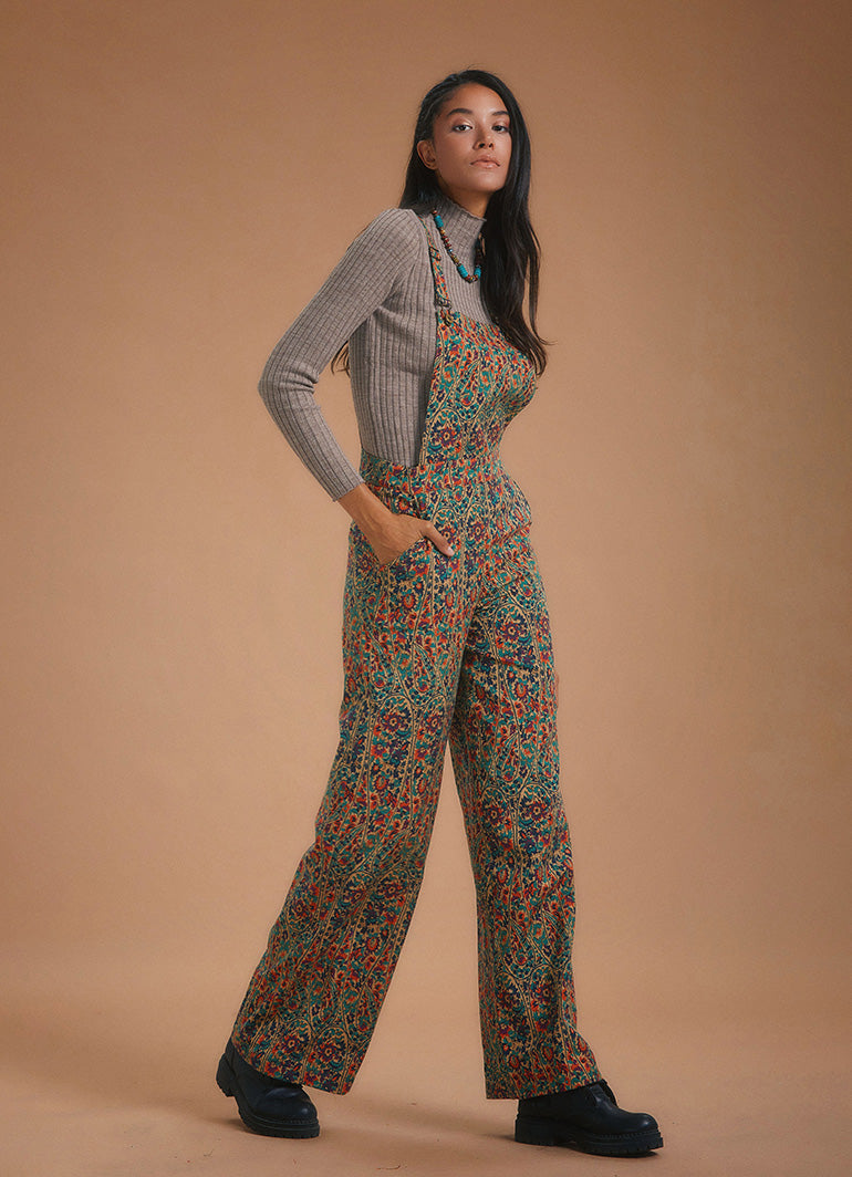 Adjustable Buckle Straps Flower Print Jumpsuit
