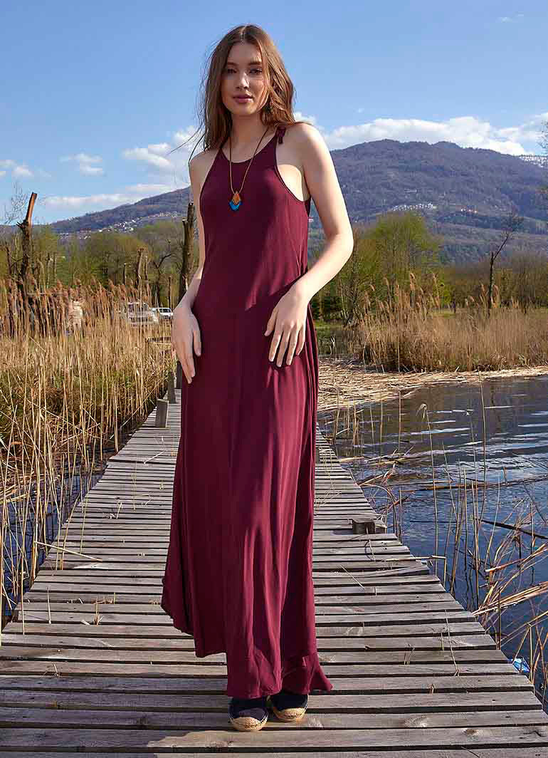 Halter Neckline Strappy Maxi Purple Sundress