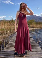 Halter Neckline Strappy Maxi Purple Sundress