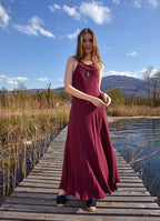 Halter Neckline Strappy Maxi Purple Sundress