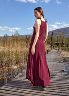 Halter Neckline Strappy Maxi Purple Sundress