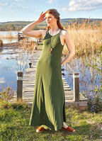 Halter Neckline Strappy Maxi Khaki Sundress
