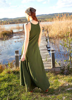 Halter Neckline Strappy Maxi Khaki Sundress