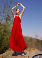 Halter Neckline Strappy Maxi Red Sundress