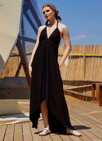 Resort Casual Backless Handkerchief Dress