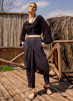 Wrap Front Loose Fit Boho Summer Anthracite Pants