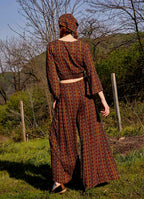 High Rise Wide Leg Mustard Rug pattern Palazzo Pants