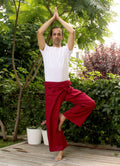Tie Waist Wide Leg Men's Red Fisherman Yoga Pants