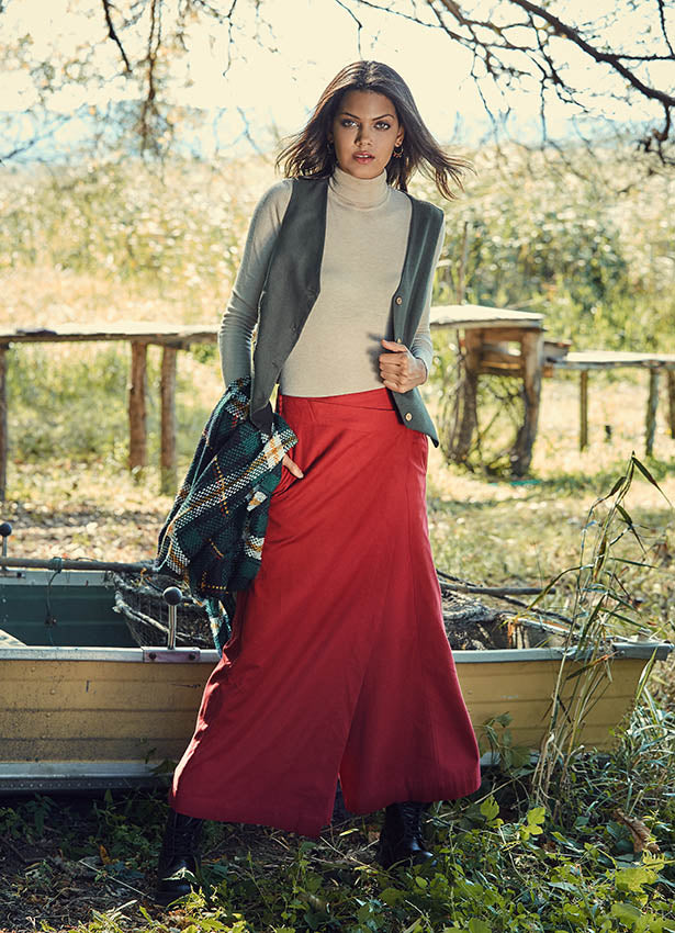 Elastic Waistband Side Pockets Gypsy Red Culottes