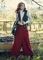 Elastic Waistband Side Pockets Gypsy Red Culottes